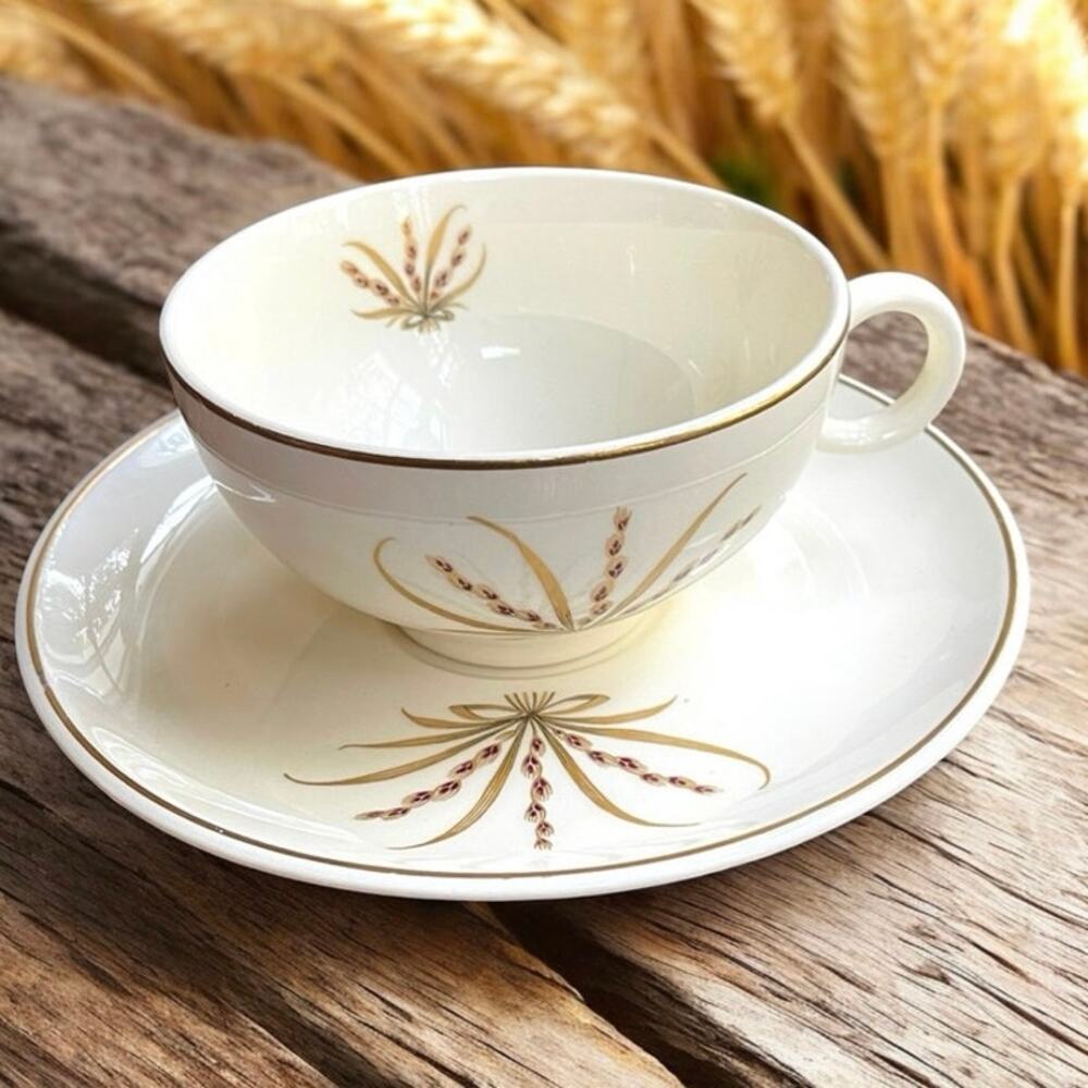 Vtg. Universal Ballerina Golden Wheat Tea Cup And Saucer USA Made